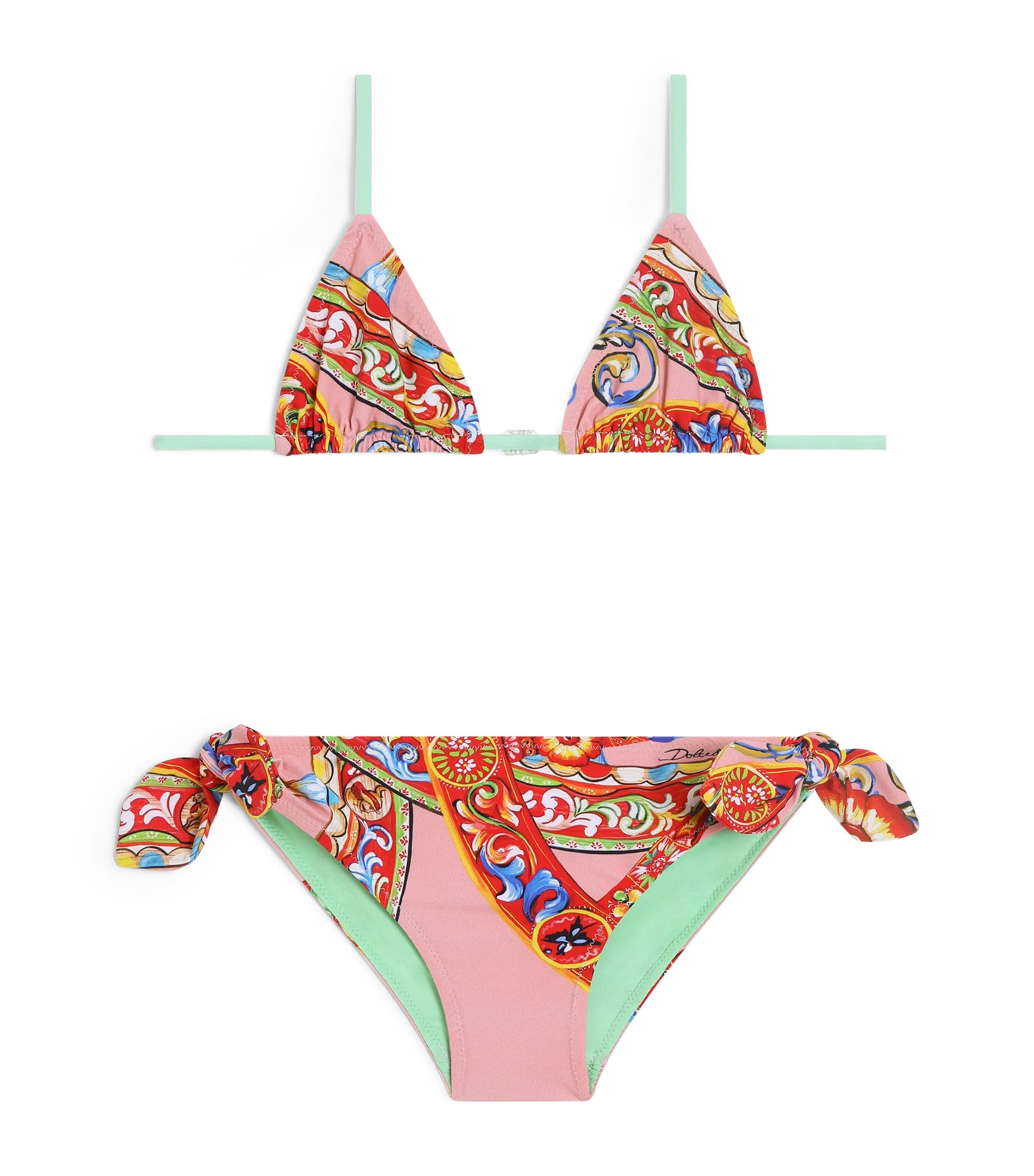 Dolce&Gabbana Kids Carretto Triangle Bikini (8-12+ Years) Carretto Fld