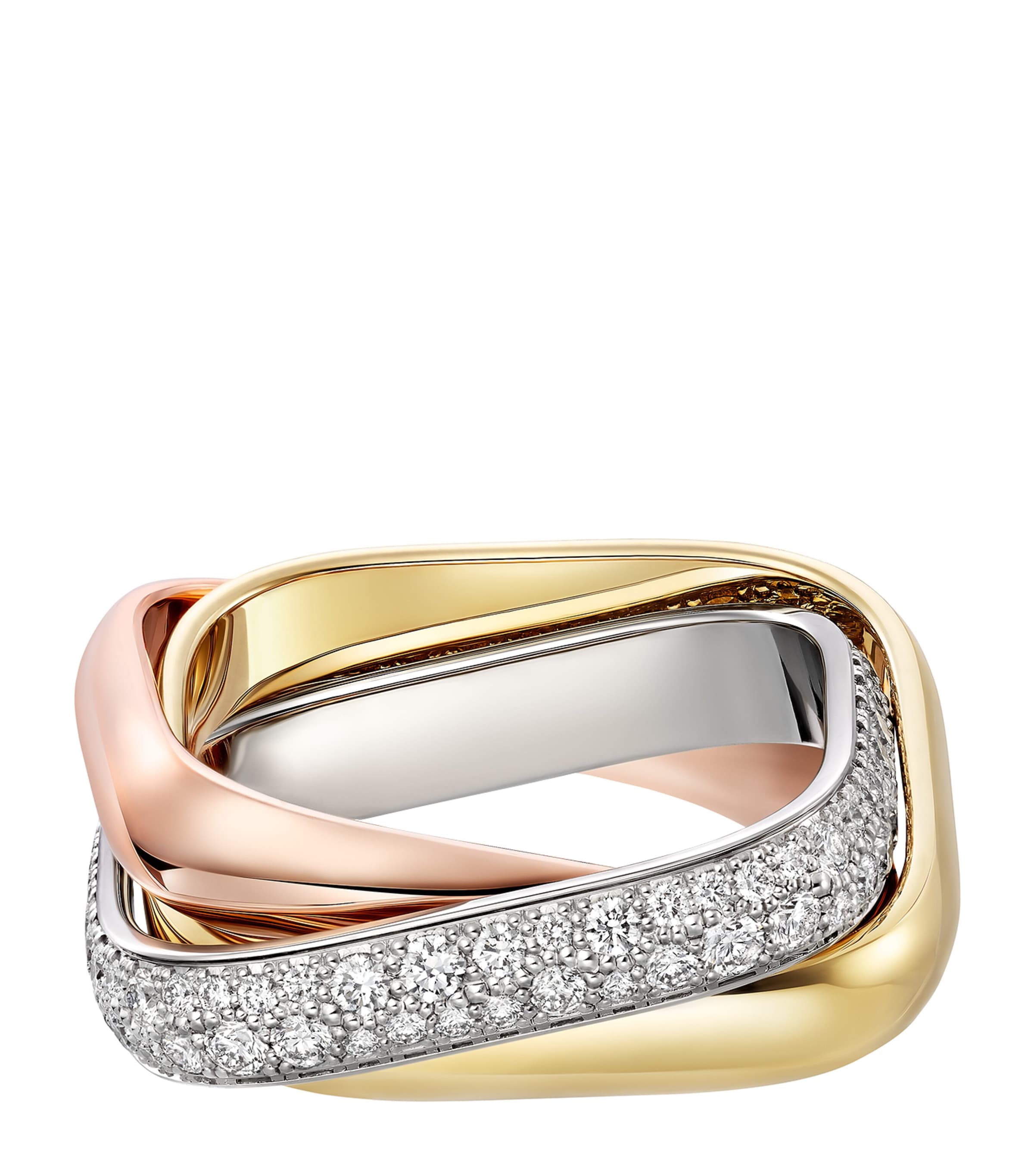 Mixed Gold and Diamond Trinity Cushion Ring