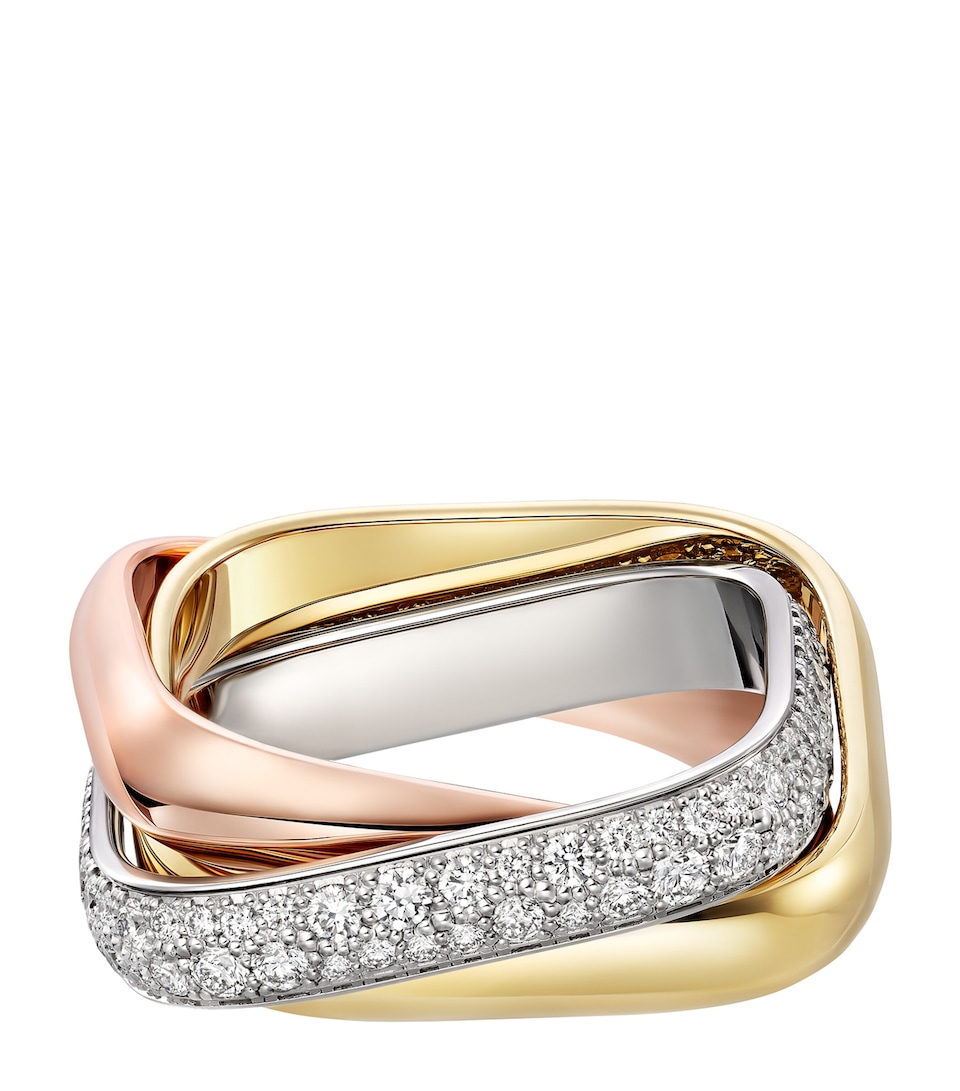 Mixed Gold and Diamond Trinity Cushion Ring