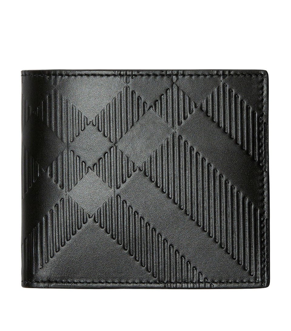Leather Embossed Check Bifold Coin Wallet
