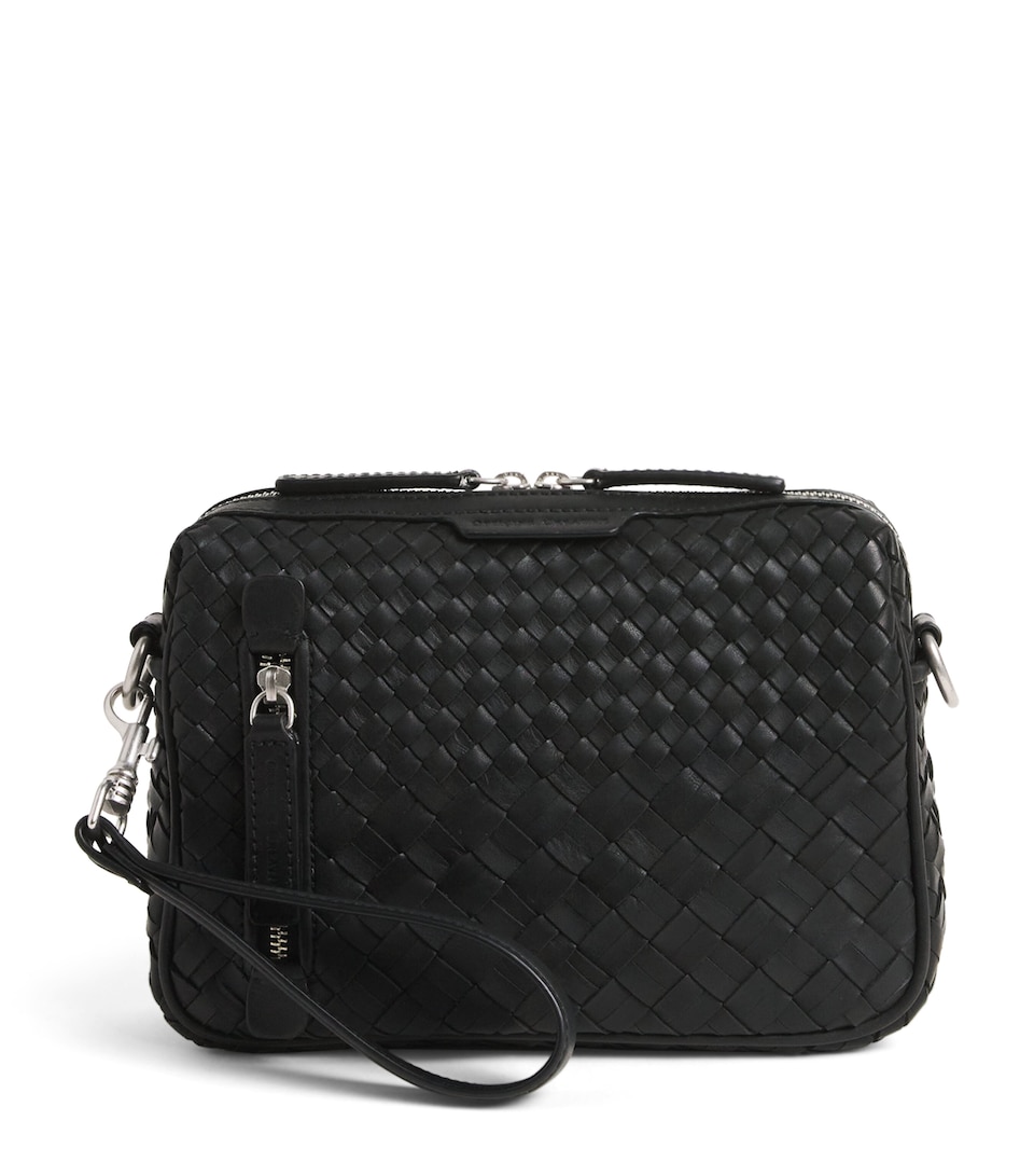 Officine Creative Leather Woven Armor Pouch Nero