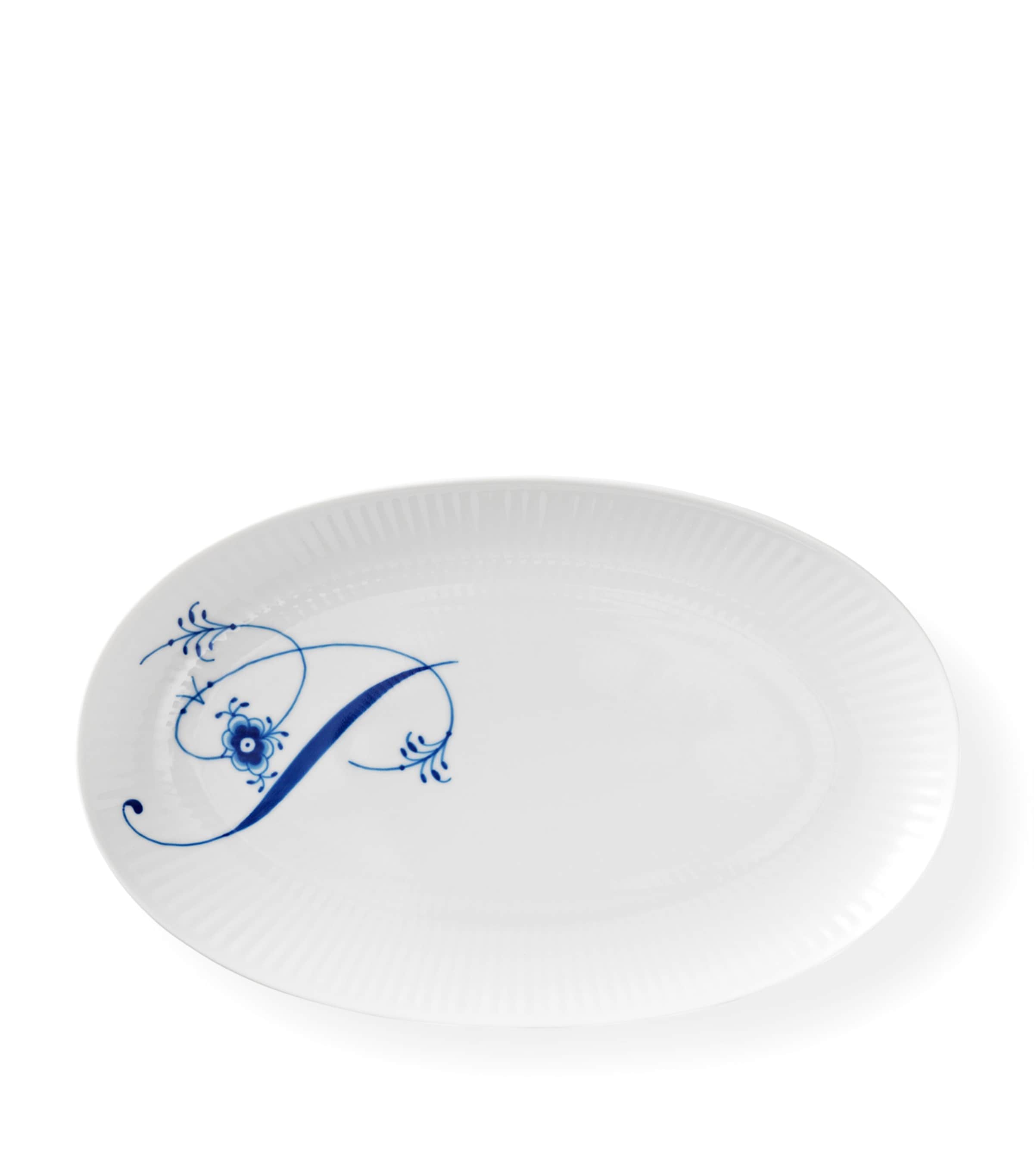 Royal Copenhagen Alphabet Coll Oval Plate (23.5cm) Blue