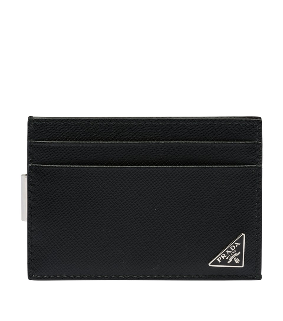 Saffiano Leather Triangle Money Clip Card Holder
