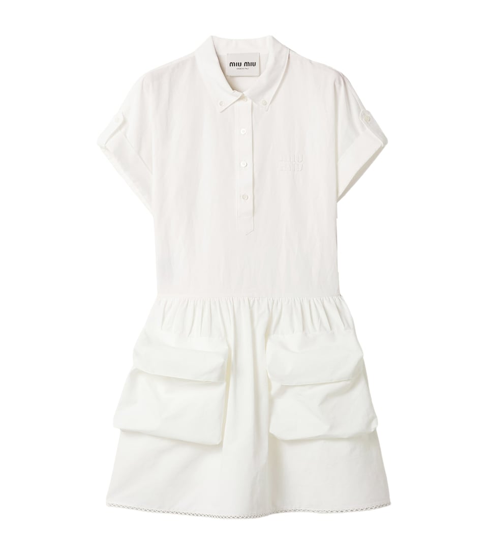 Miu Miu Womens Cotton-Linen Mini Dress White
