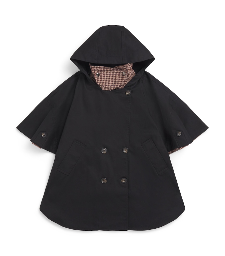Chloé Kids Houndstooth-Trim Cape (4-14 Years) Black