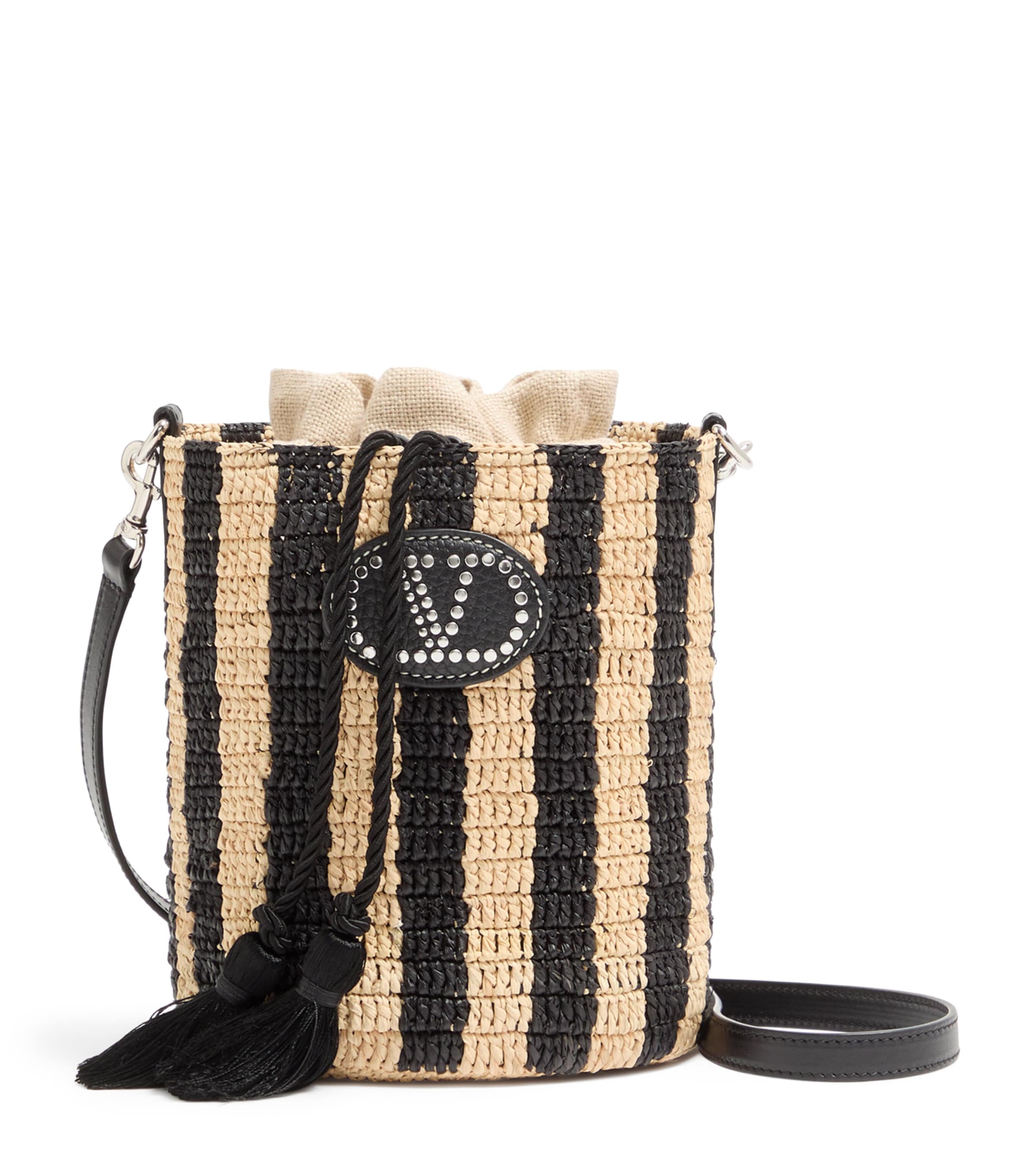 Valentino Garavani Small Raffia Bucket Bag