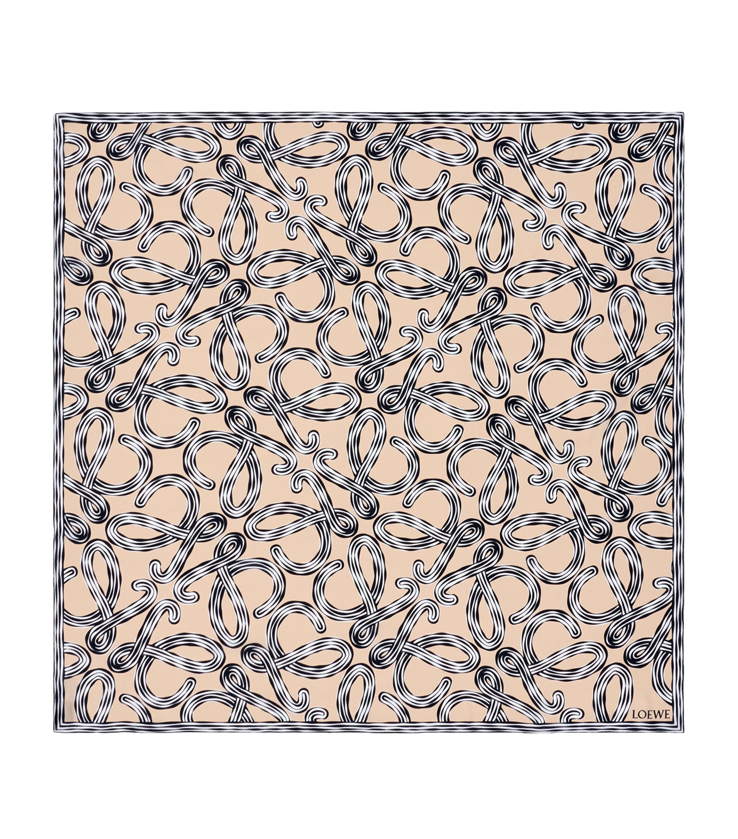 LOEWE x Paula's Ibiza Silk Anagram Print Scarf Beige/black