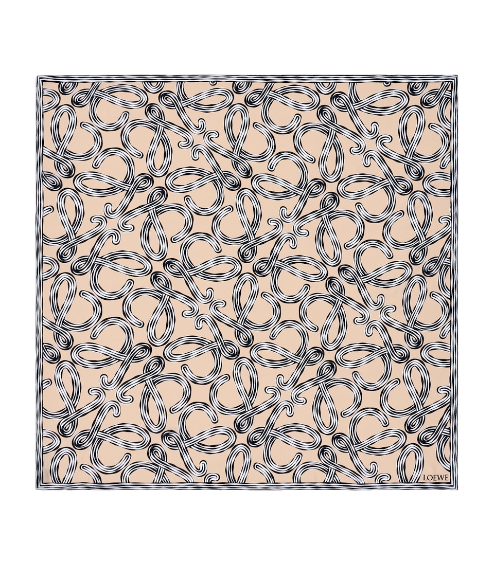 LOEWE x Paula's Ibiza Silk Anagram Print Scarf Beige/black