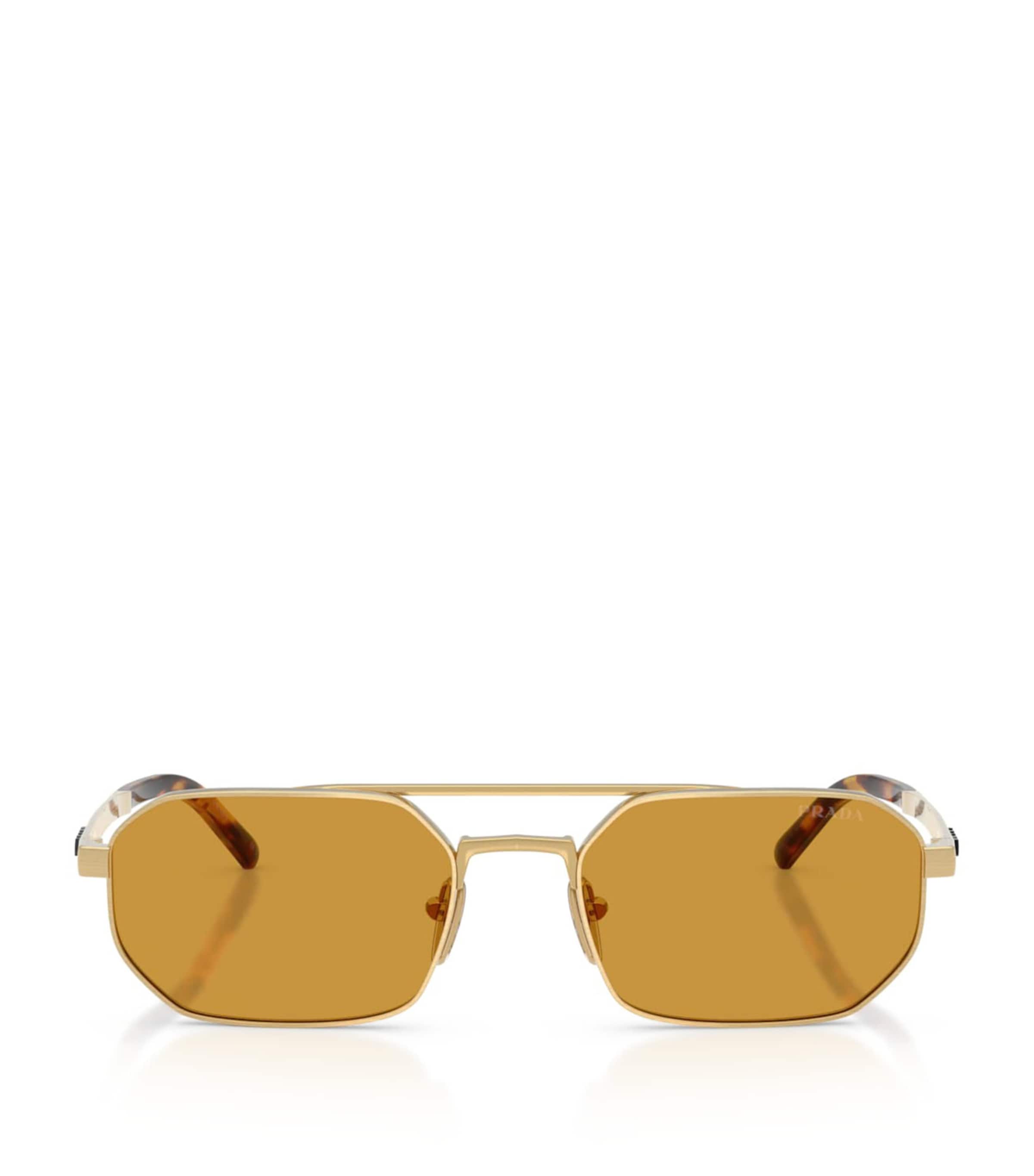 Prada Metal Irregular Sunglasses Gold