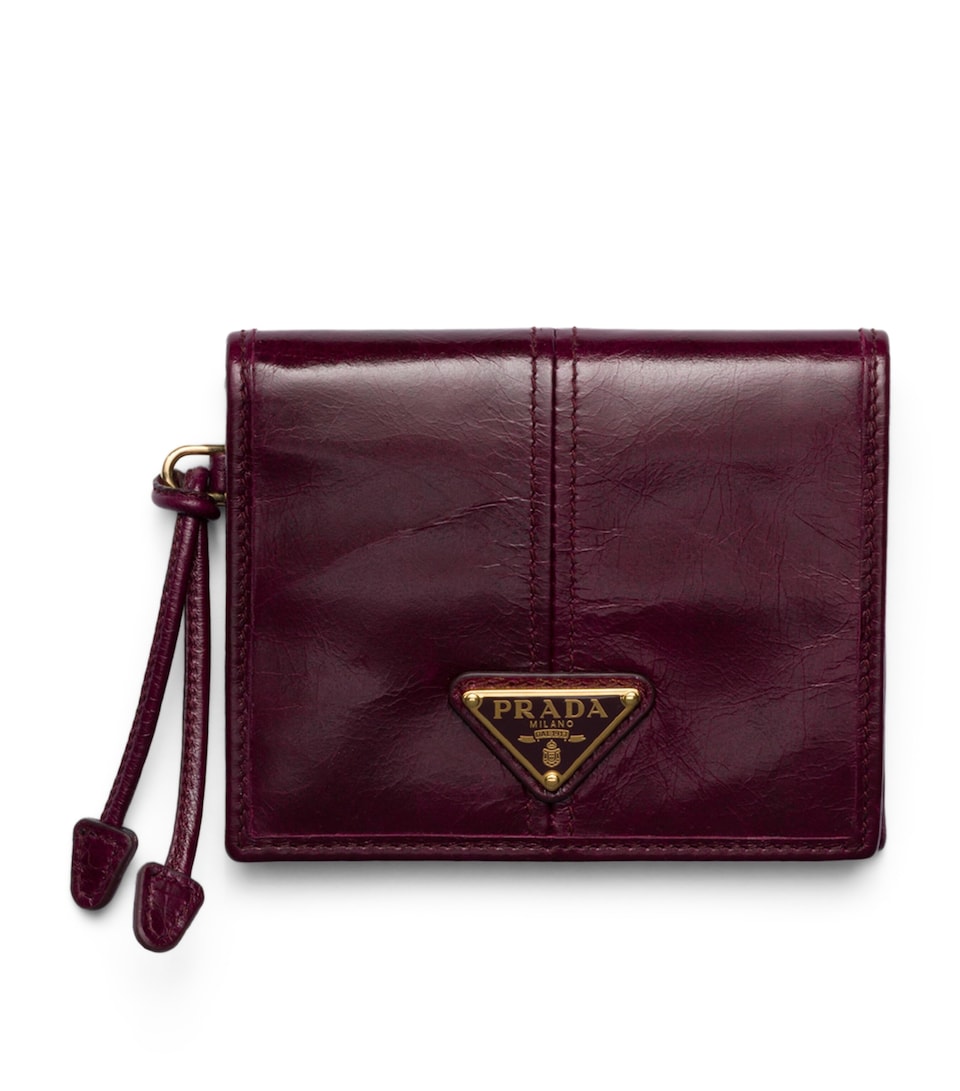 Prada Small Glossed Leather Wallet