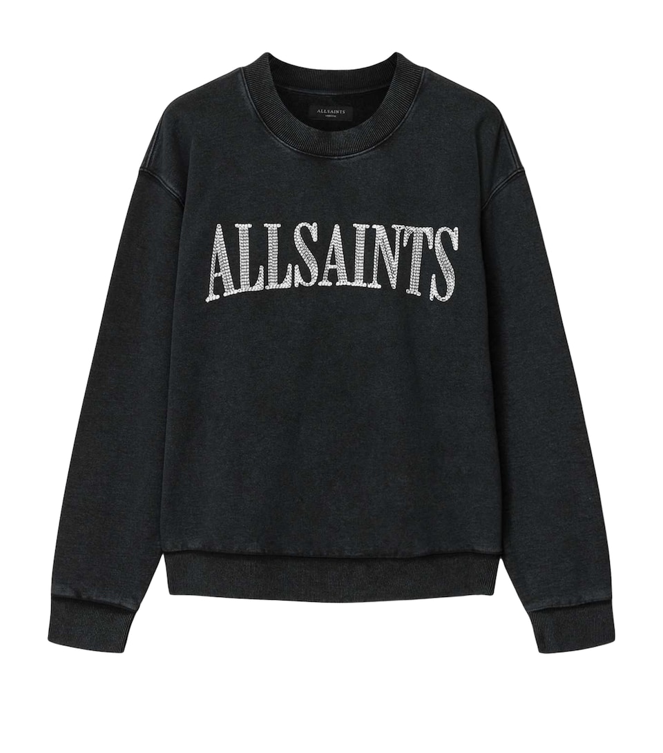 AllSaints Mens Organic Cotton Dash Sweatshirt Washed Black