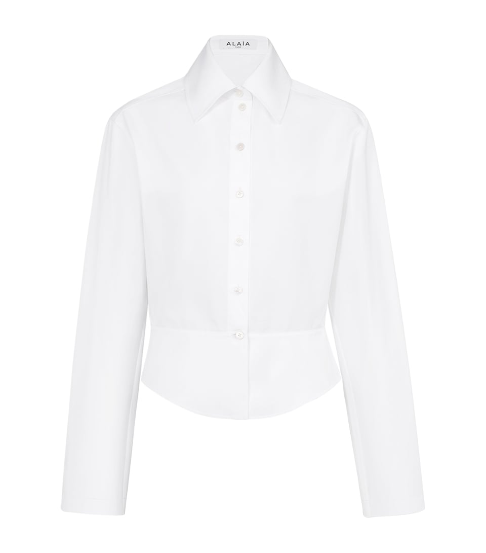 Alaïa Womens Cotton Poplin Basque Shirt White