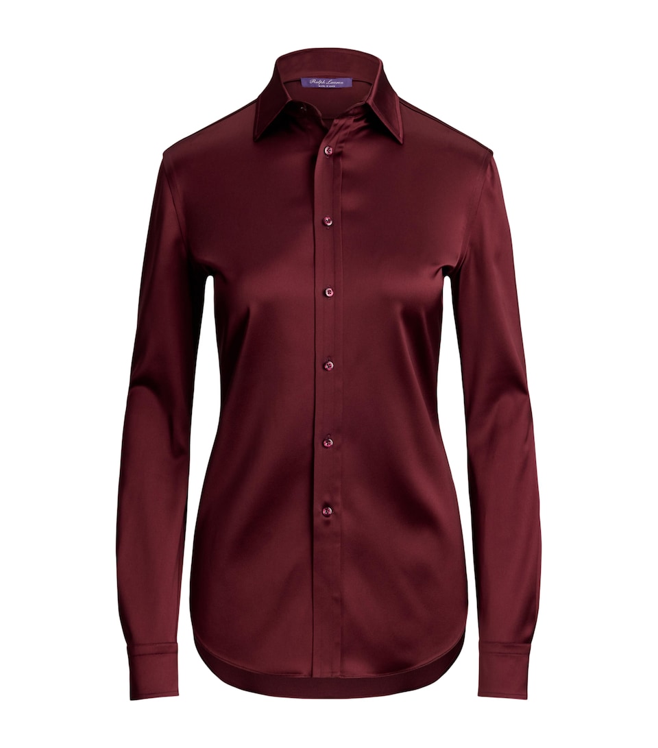 Ralph Lauren Collection Womens Satin Cameron II Straight Shirt Carmine