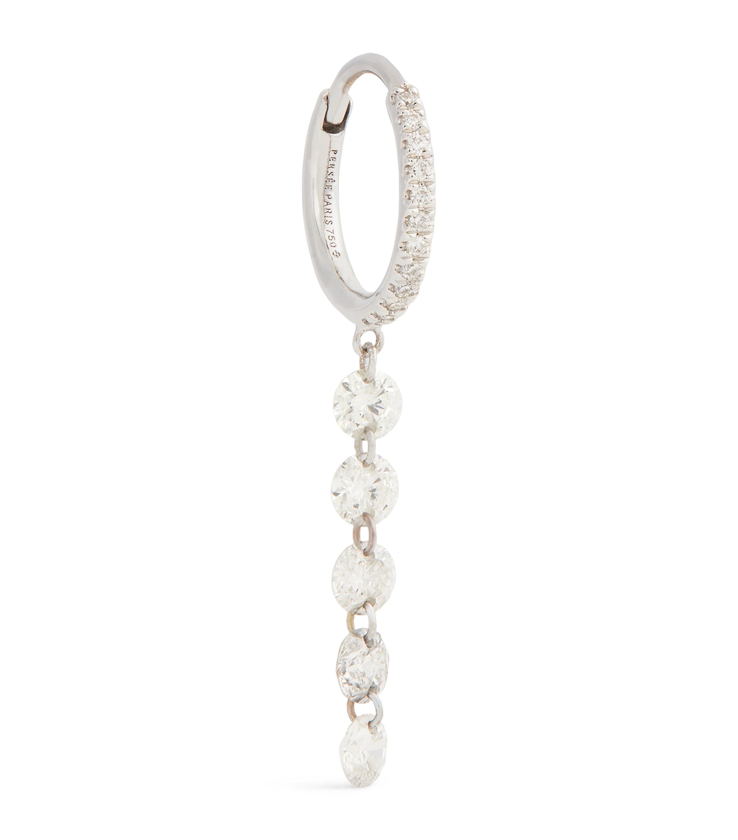 White Gold and Diamond Circle Single Hoop Earring