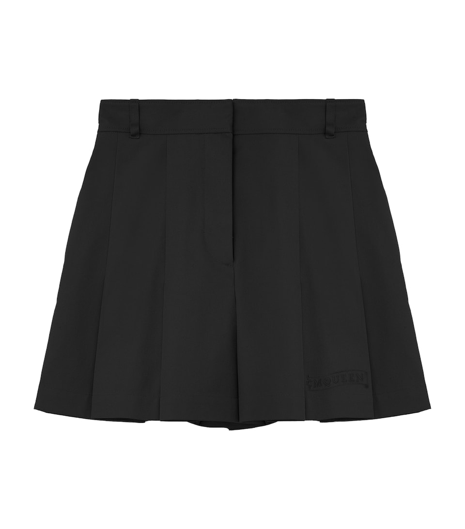 Wool-Mohair Pleated Shorts