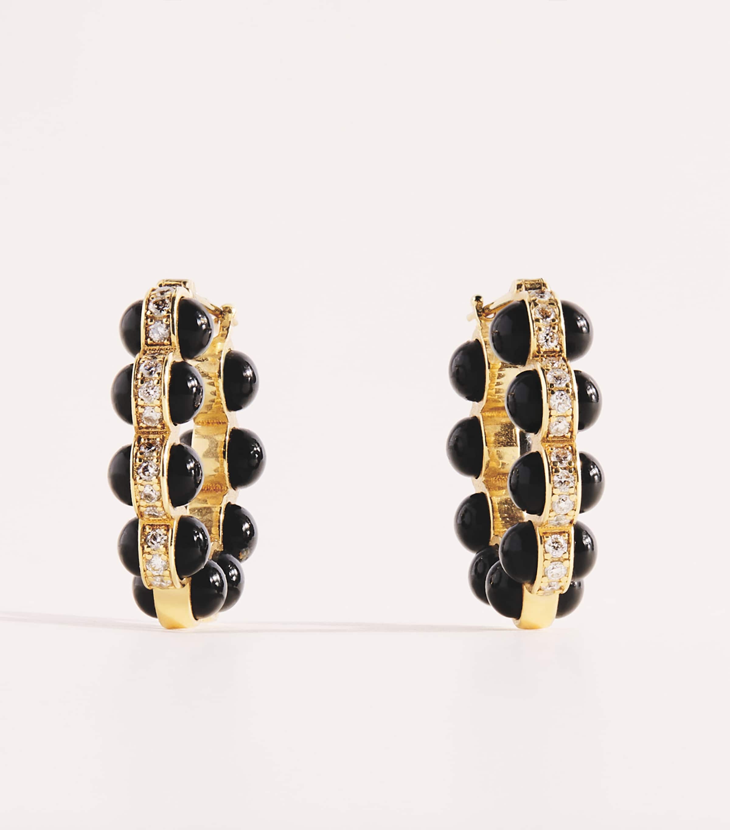 L'ATELIER NAWBAR Yellow Gold, Diamond and Black Enamel Atoms Earrings Yellow Gold