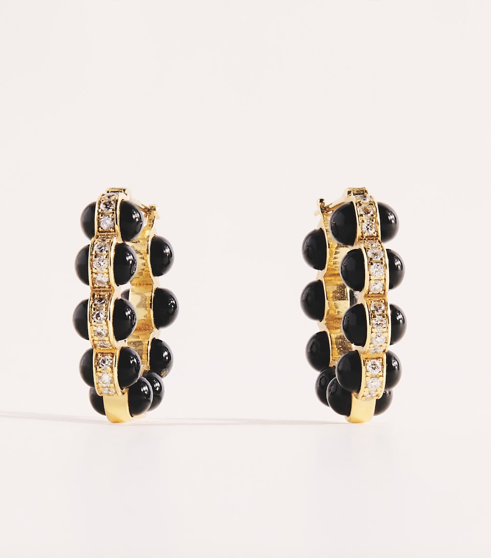L'ATELIER NAWBAR Yellow Gold, Diamond and Black Enamel Atoms Earrings Yellow Gold