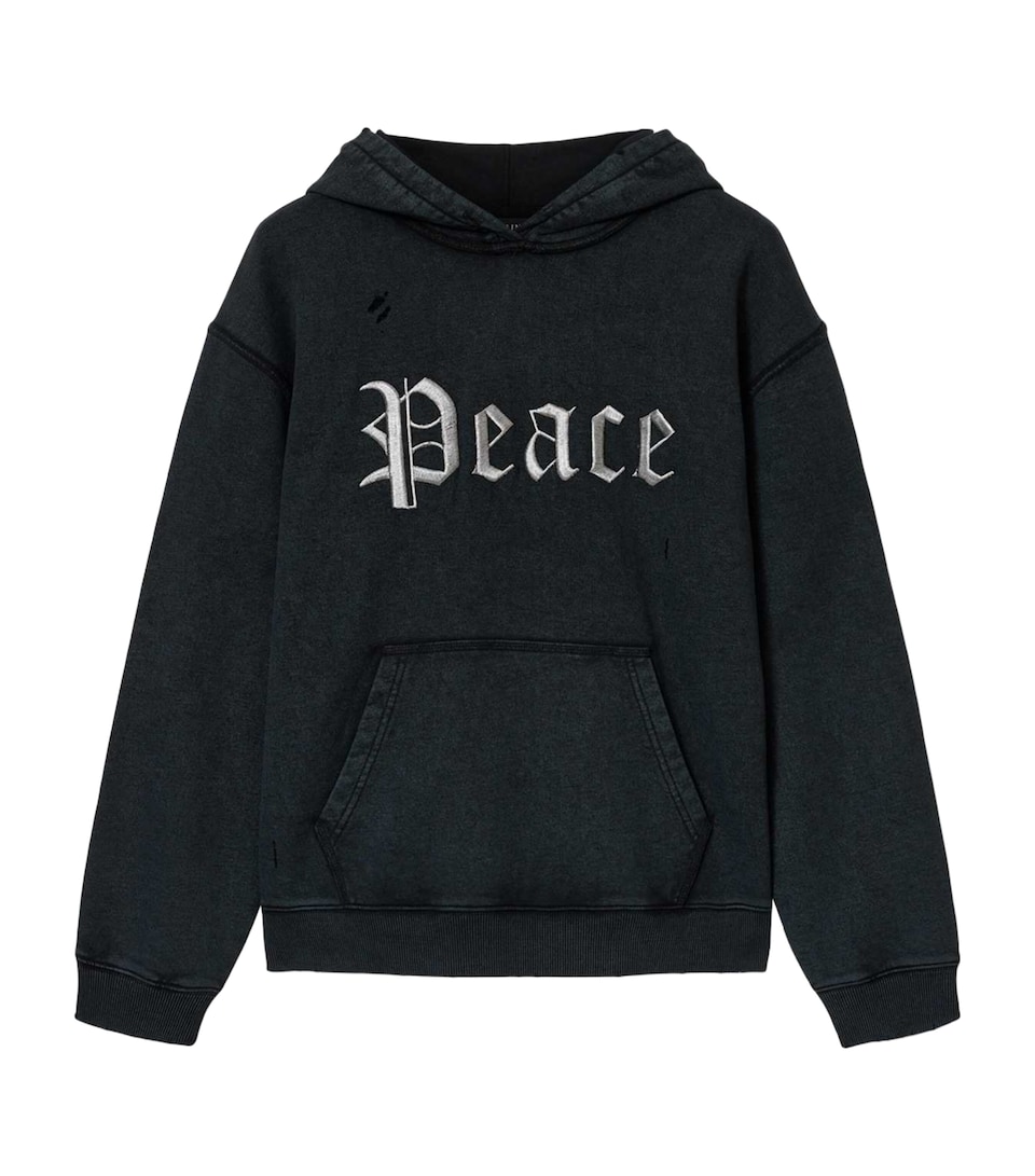AllSaints Mens Organic Cotton Utopia Hoodie Washed Black