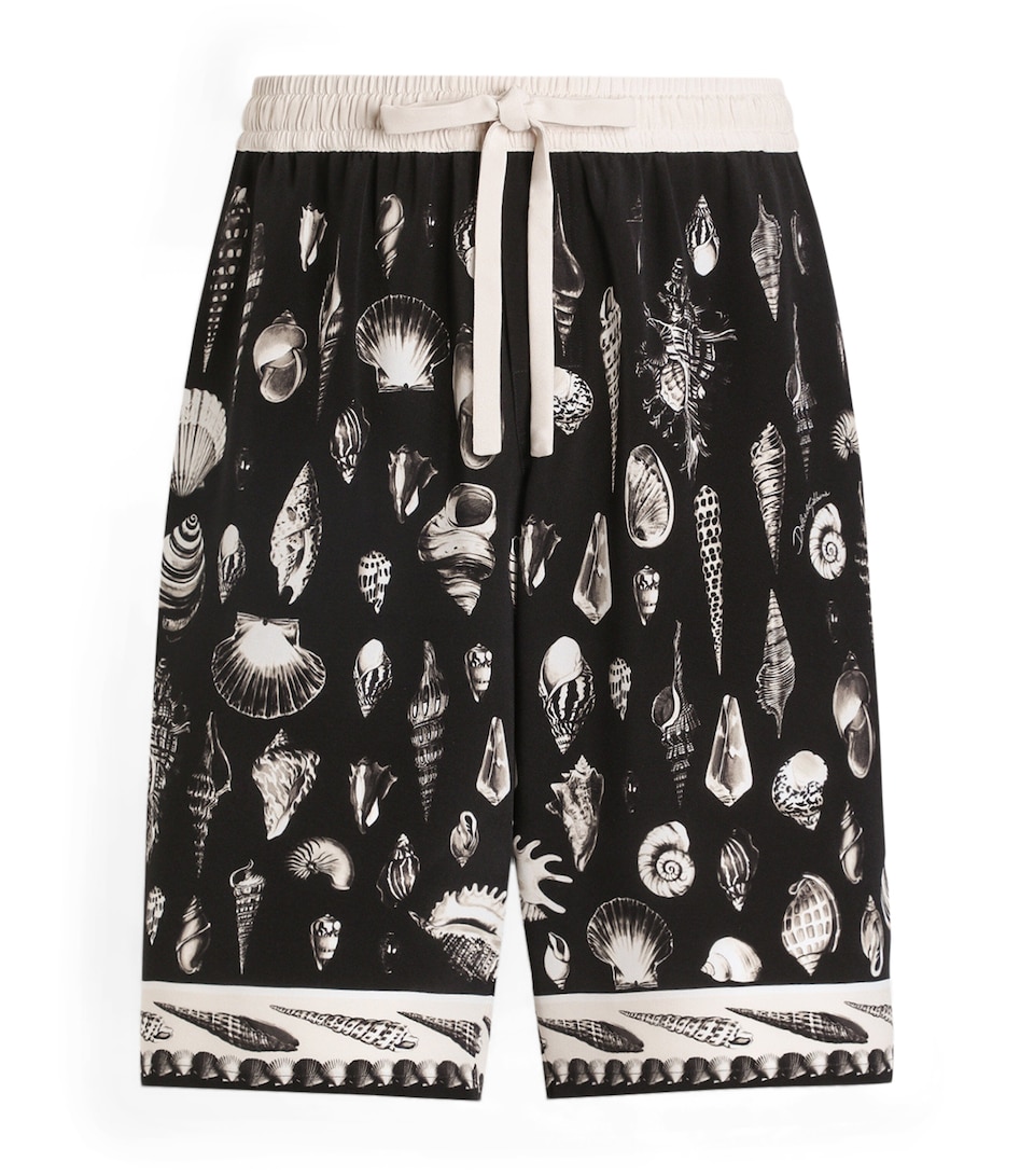 Silk Seashell Print Shorts