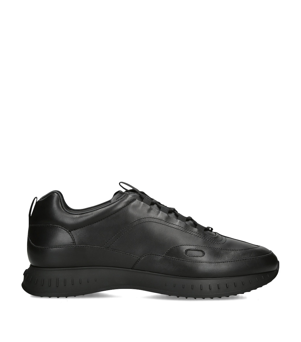 John Lobb Leather Stream Laced Sneakers Black