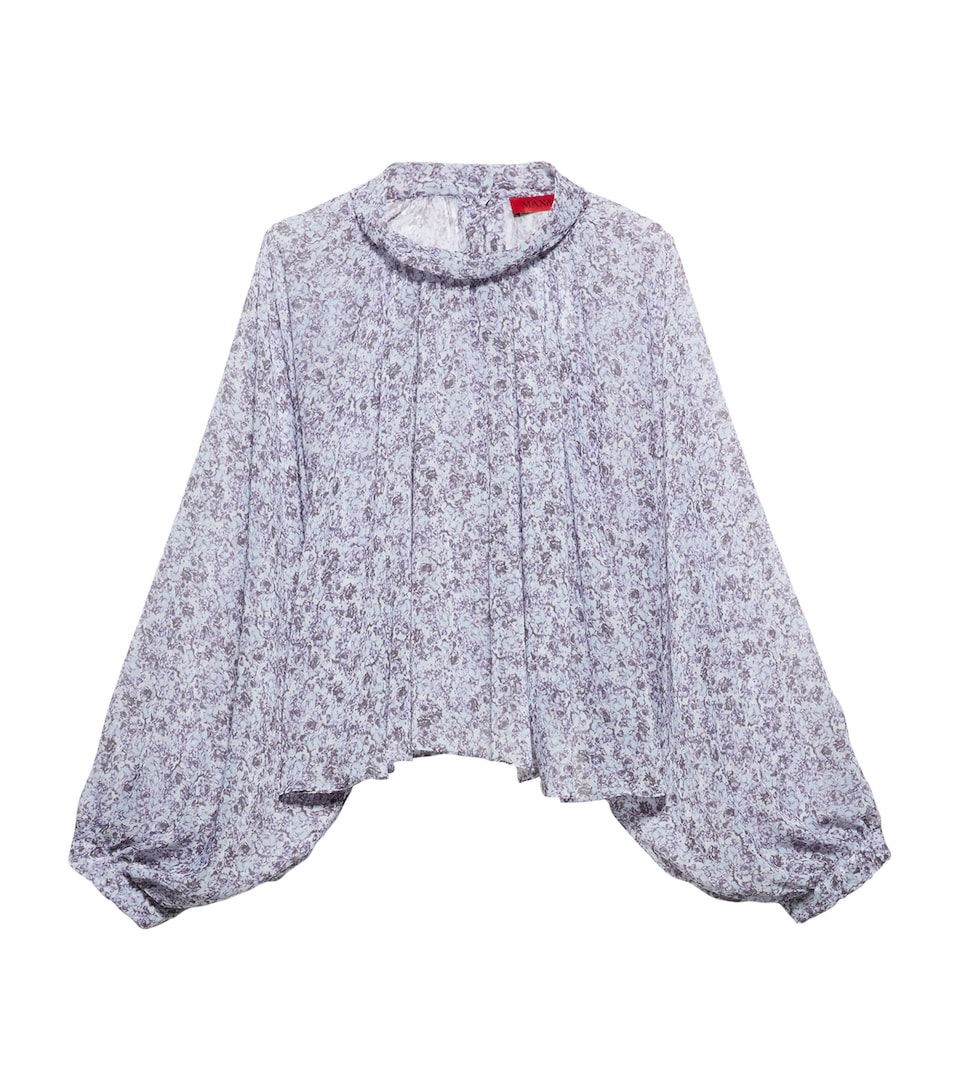 MAX&Co. Womens Crepe Printed Blouse Aubergine