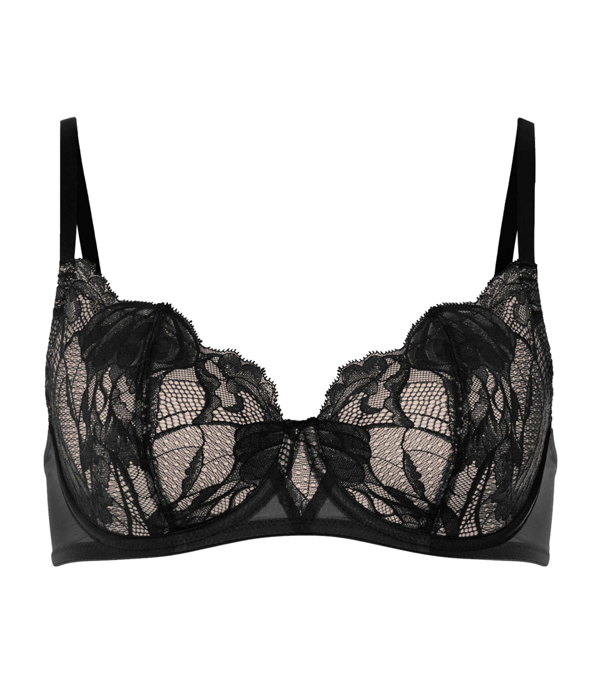 Hanro Womens Lace Lysia Underwire Bra Black