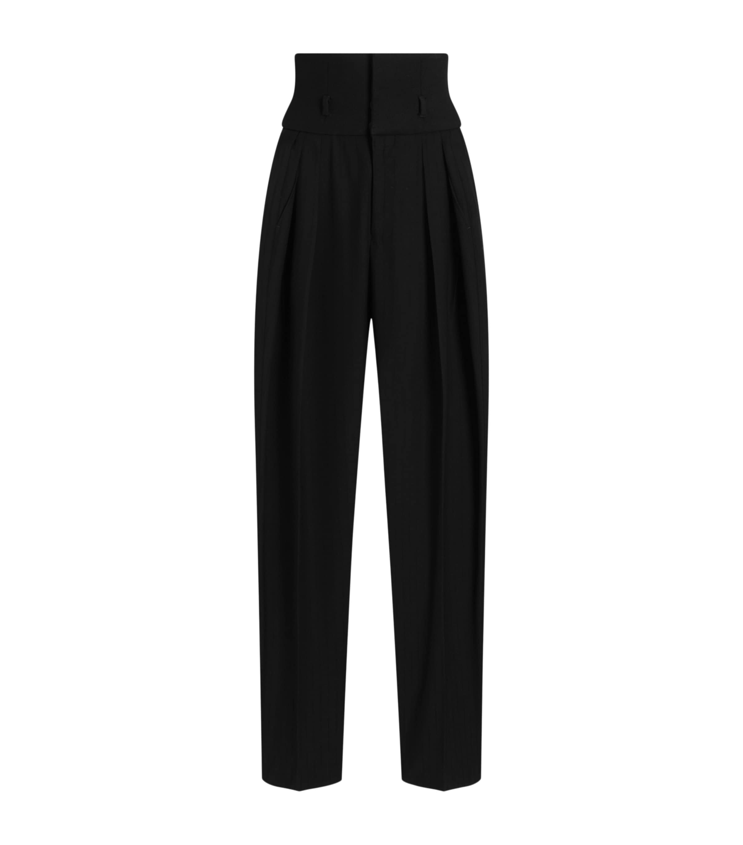 Dolce&Gabbana Womens Virgin Wool Pinstripe Trousers Black