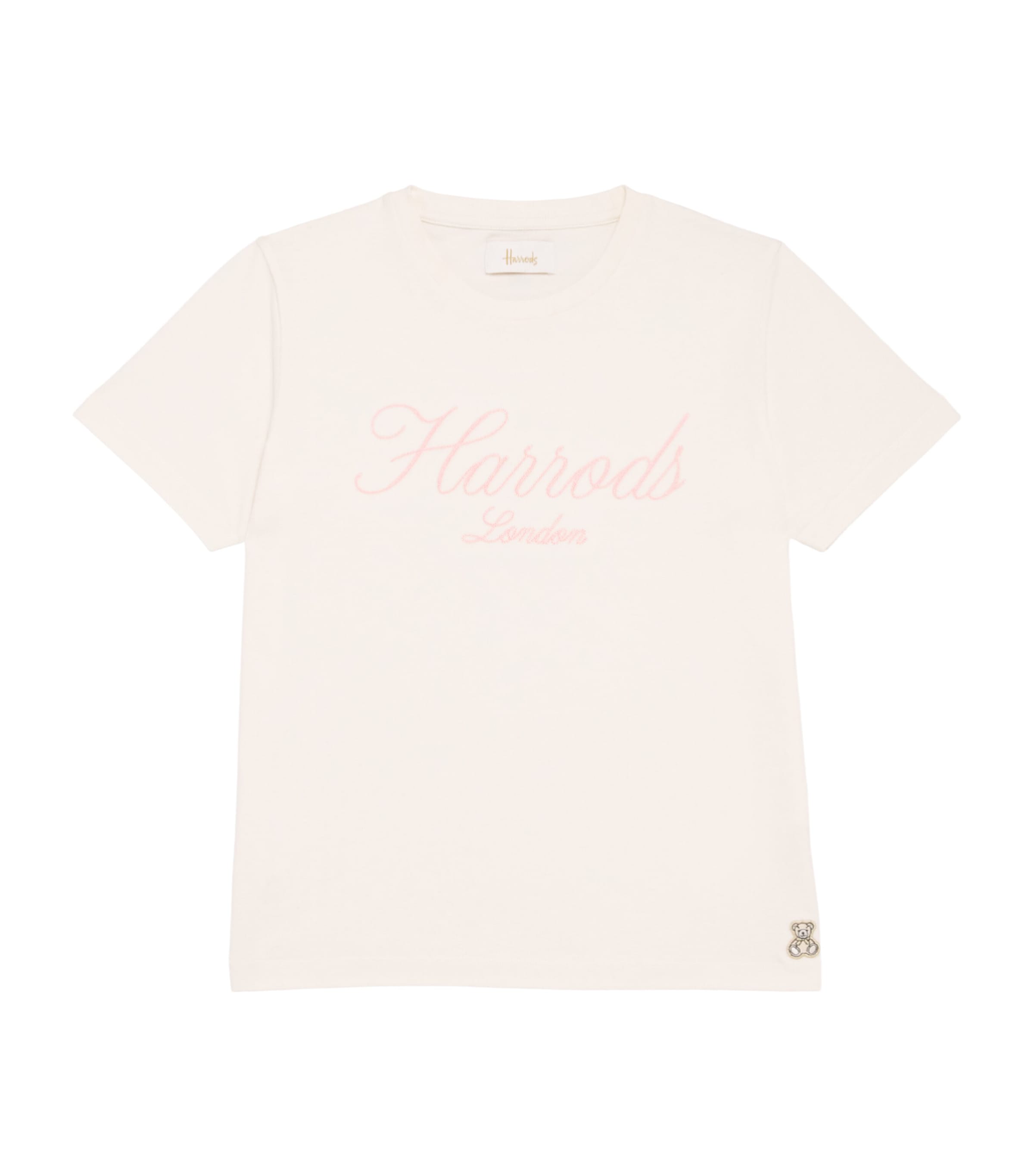 Harrods Cotton Jersey Embroidered T-Shirt Ivory