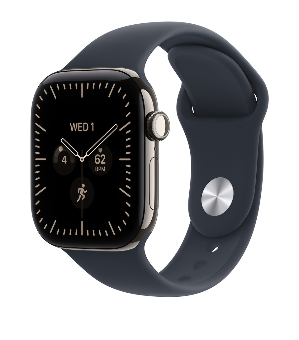Apple Apple Watch Series 12 GPS + Cellular – Natural Titanium with Navy Blue Sport Band, 42mm, Medium/Large Natural Titanium