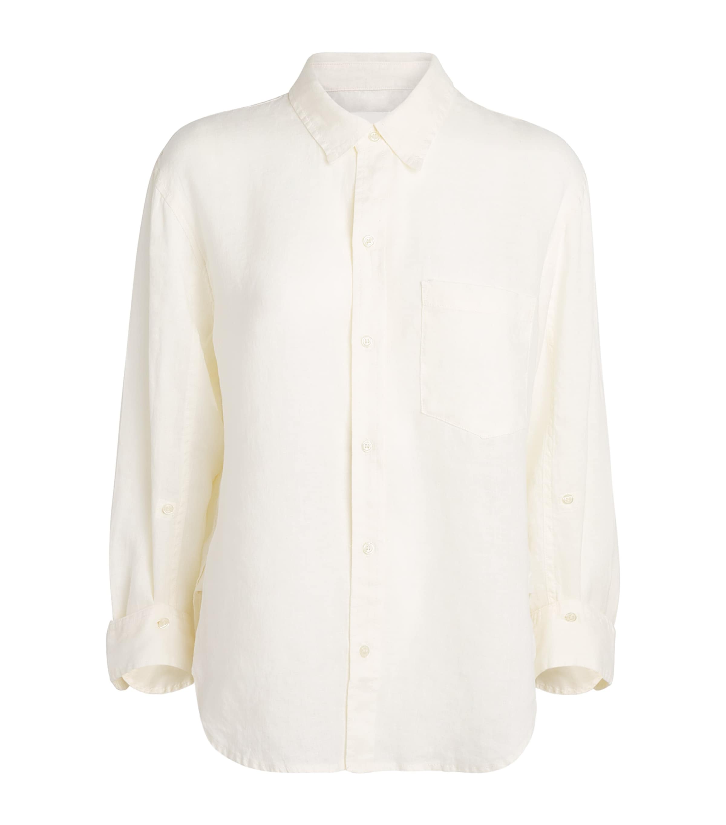 Citizens of Humanity Womens Linen Shrunken Kayla Shirt Vanilla Cream