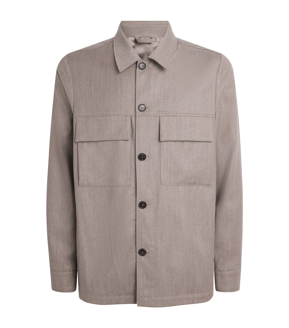 Paul Smith Mens Wool-Cashmere Overshirt Beige