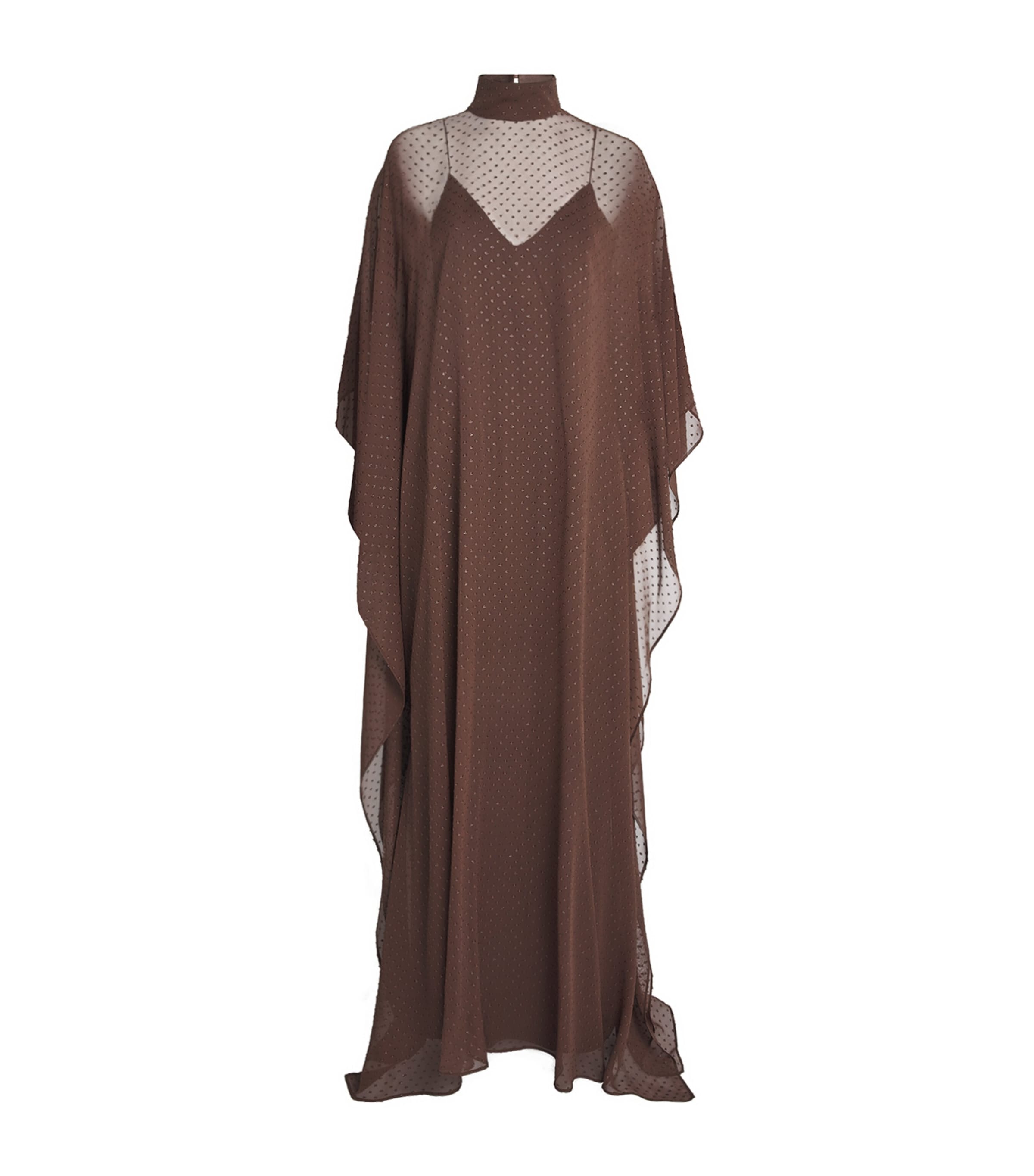 Taller Marmo Womens Silk-Blend Muscat Kaftan Maxi Dress Chocolate