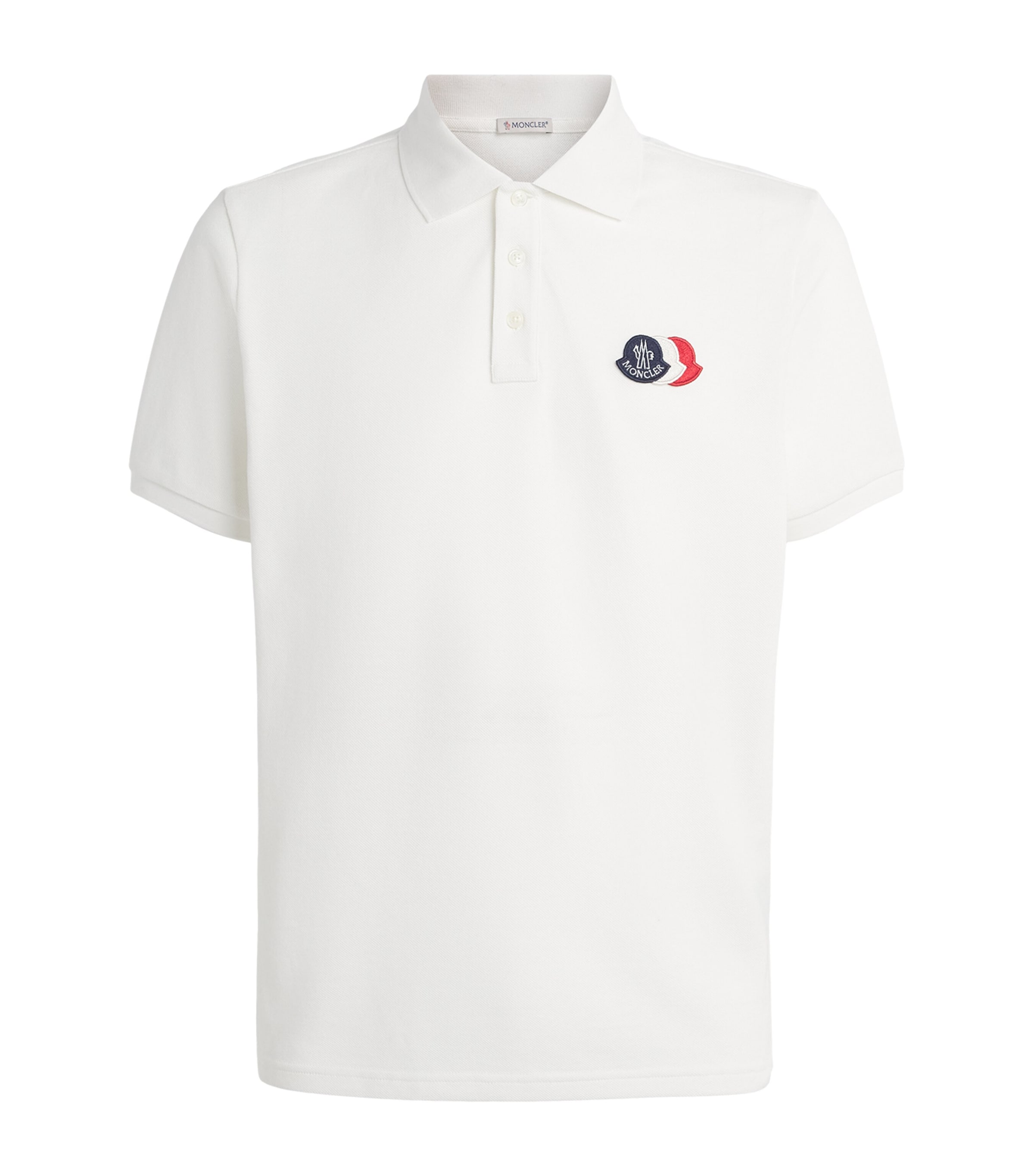 Moncler Mens Cotton Tri-Logo Patch Polo Shirt