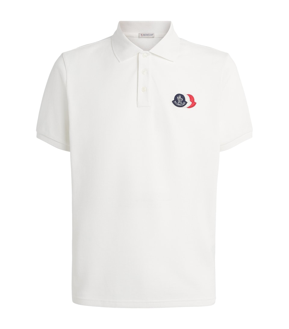 Moncler Mens Cotton Tri-Logo Patch Polo Shirt