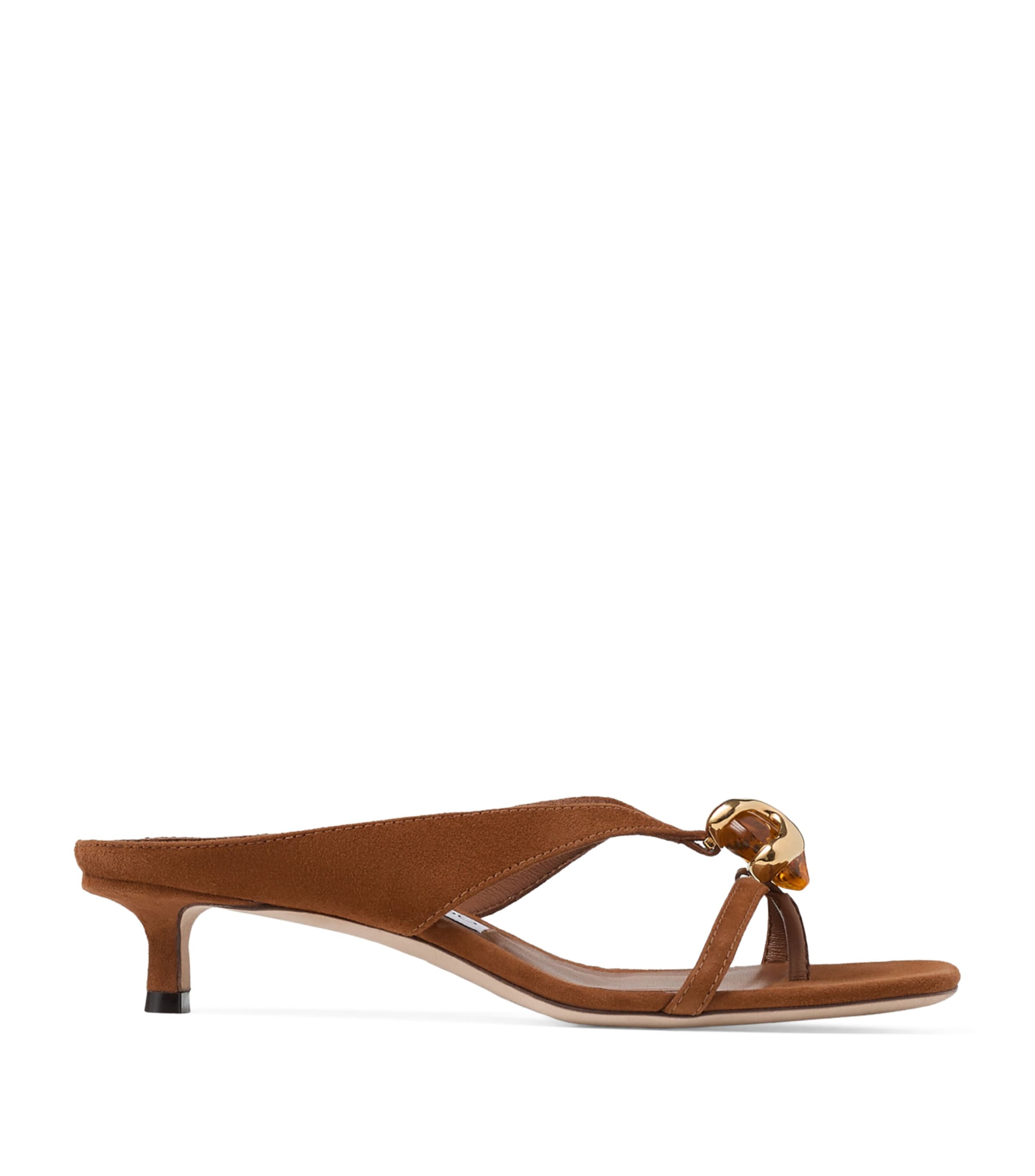 Jimmy Choo Emeristone 35 Suede Heeled Mules Tan/amber
