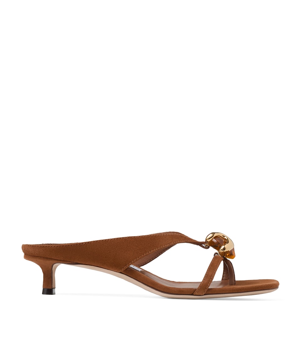 Jimmy Choo Emeristone 35 Suede Heeled Mules Tan/amber