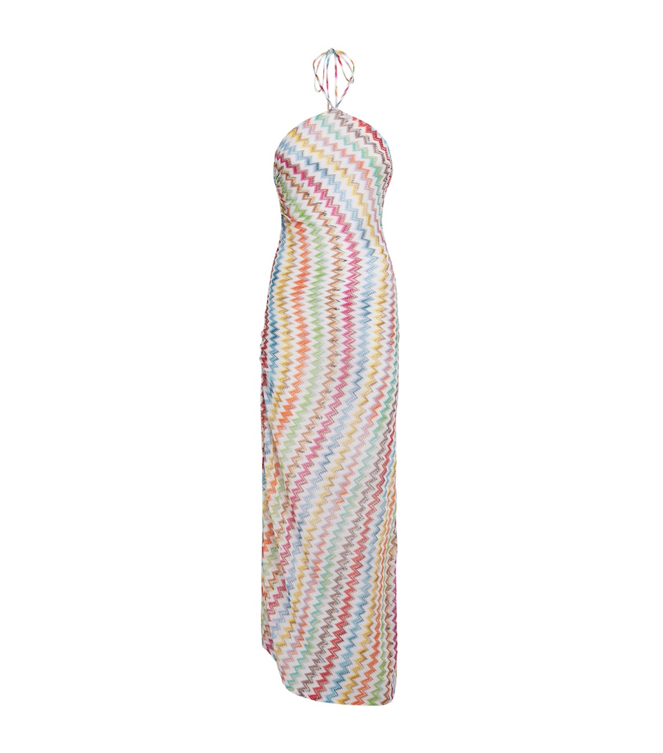 Missoni Womens Zigzag Playful Halterneck Maxi Dress