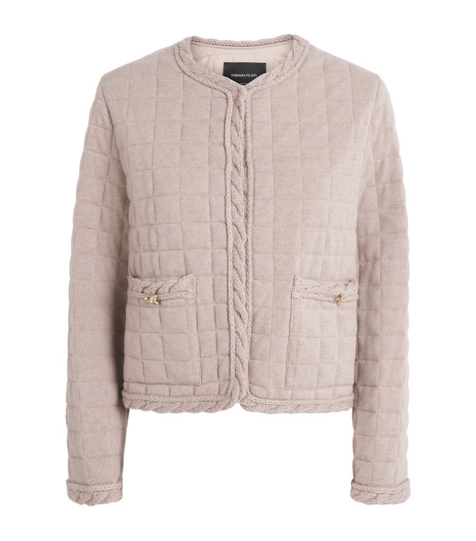 Fabiana Filippi Womens Wool-Silk-Cashmere Quilted Jacket Moka Meringa