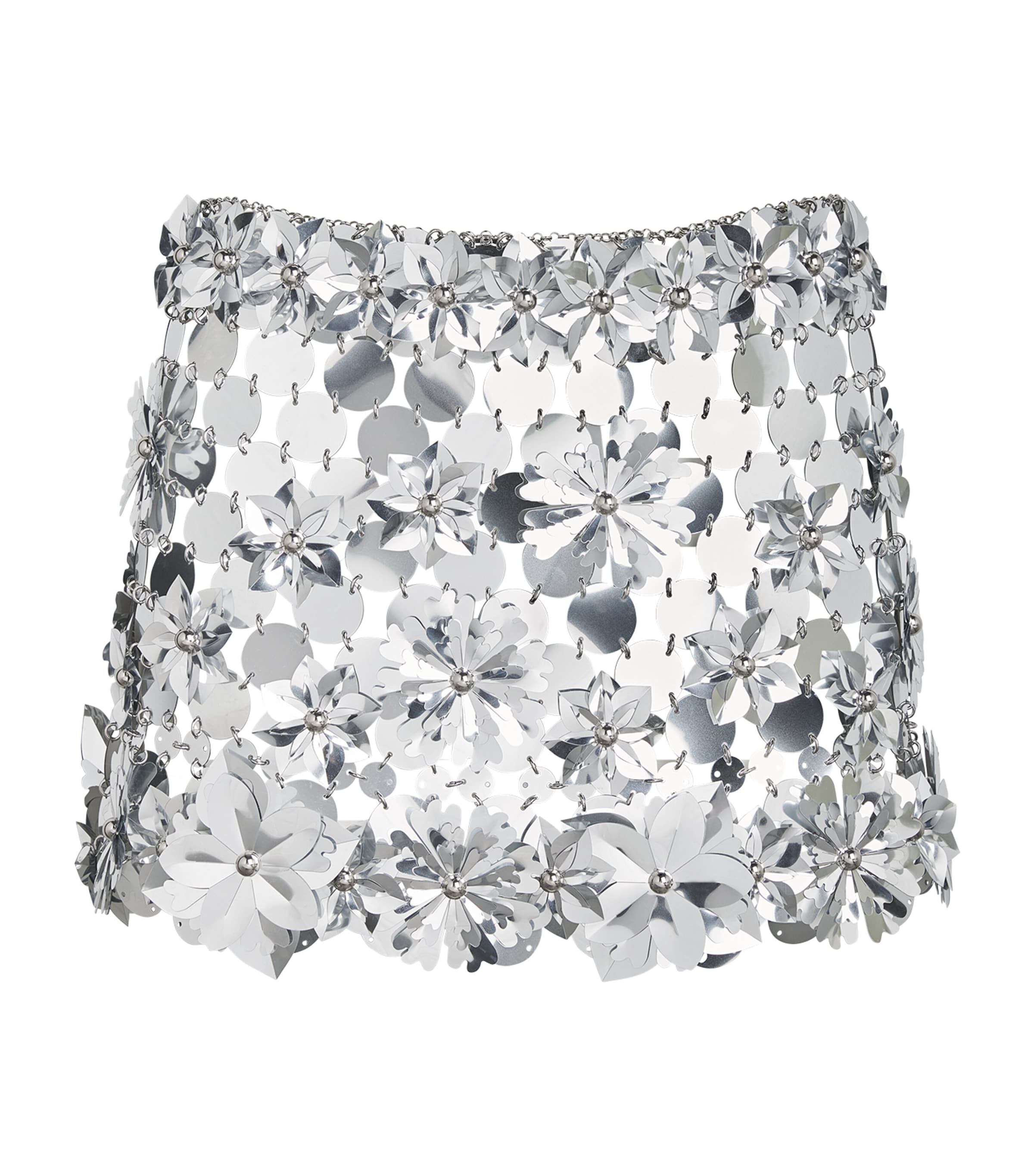 Rabanne Womens Chain-Link Mini Skirt Silver