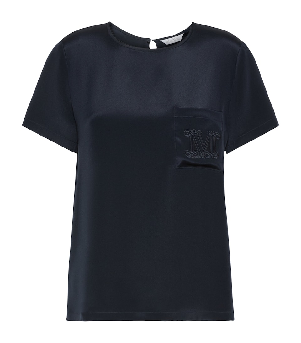Max Mara Womens Silk Monogram Blouse Ultramarine