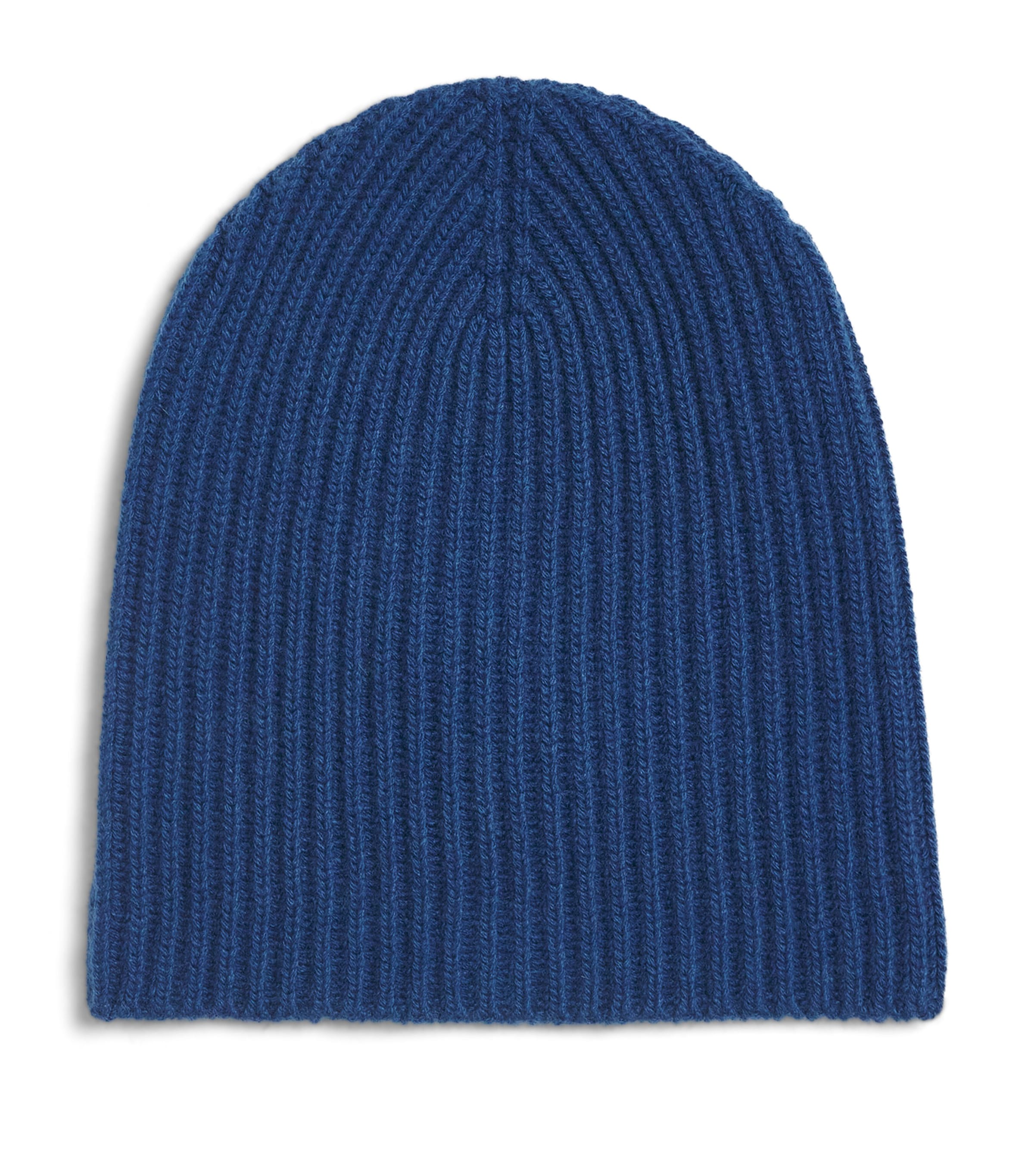 Johnstons Of Elgin Cashmere Ribbed Beanie Adelphi Blue