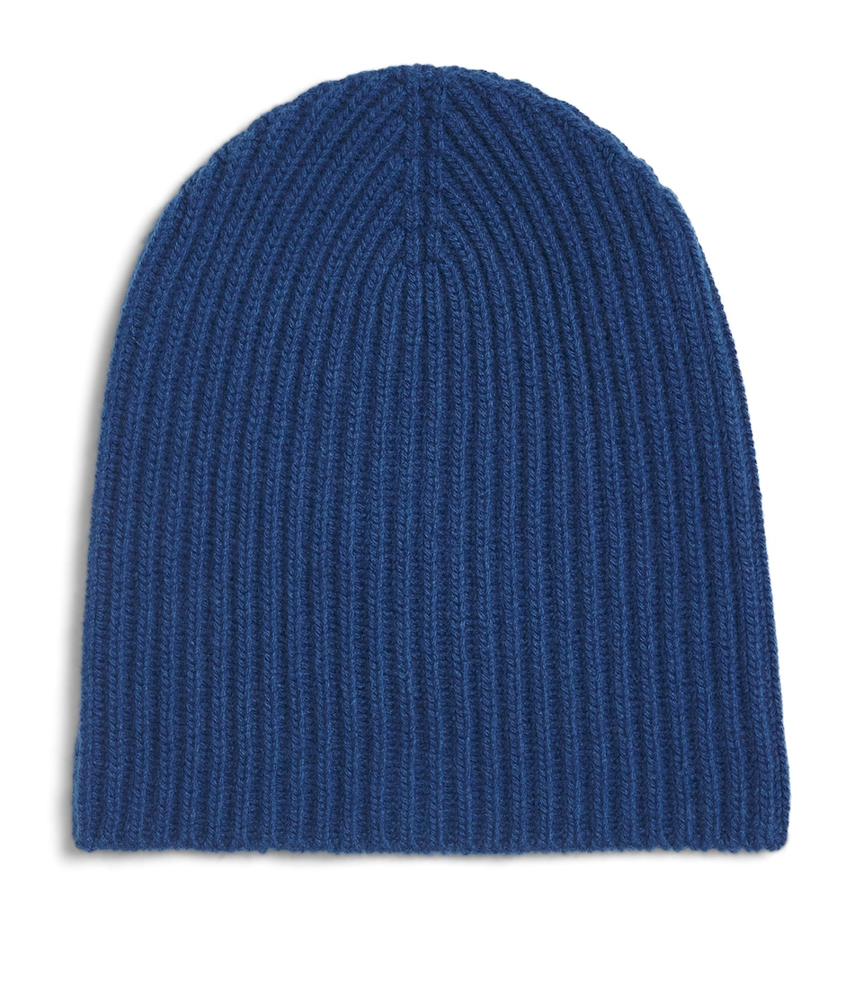 Johnstons Of Elgin Cashmere Ribbed Beanie Adelphi Blue