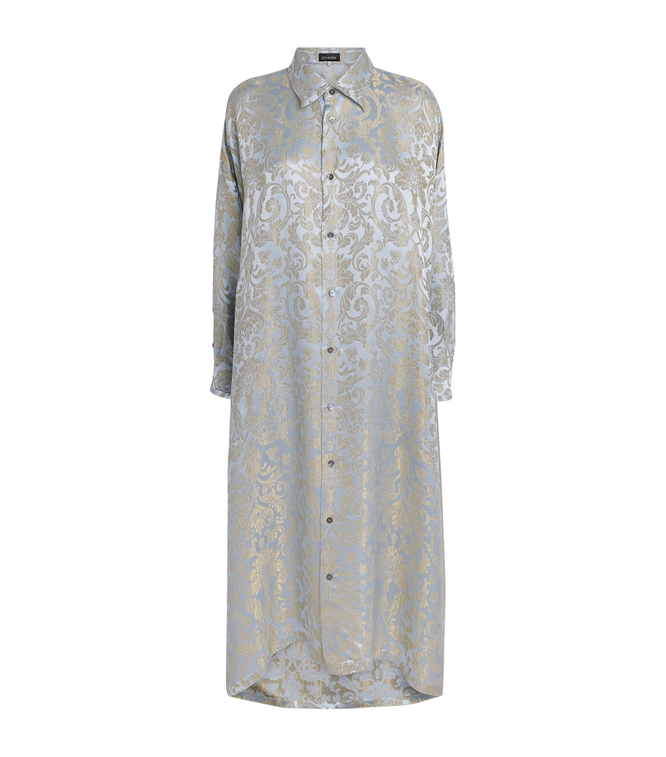 Eskandar Womens Wide A-Line Midi Shirt Dress Brgtnbl