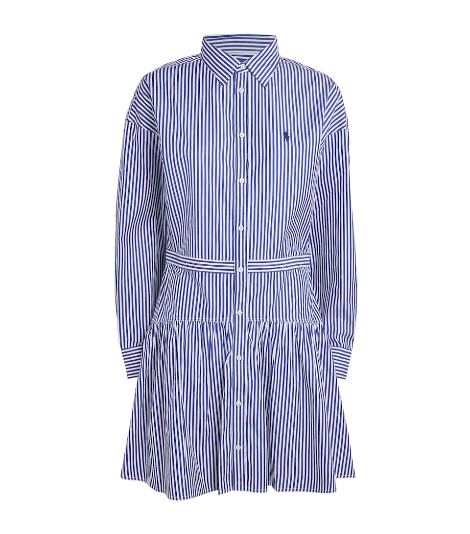 Cotton Stripe Mini Shirt Dress