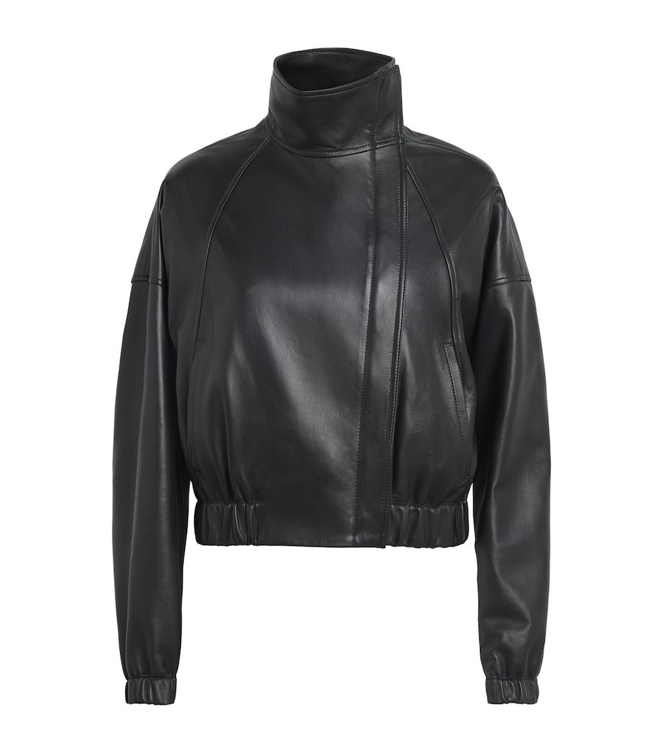 Vince Womens Asymmetric Lambskin Jacket Black