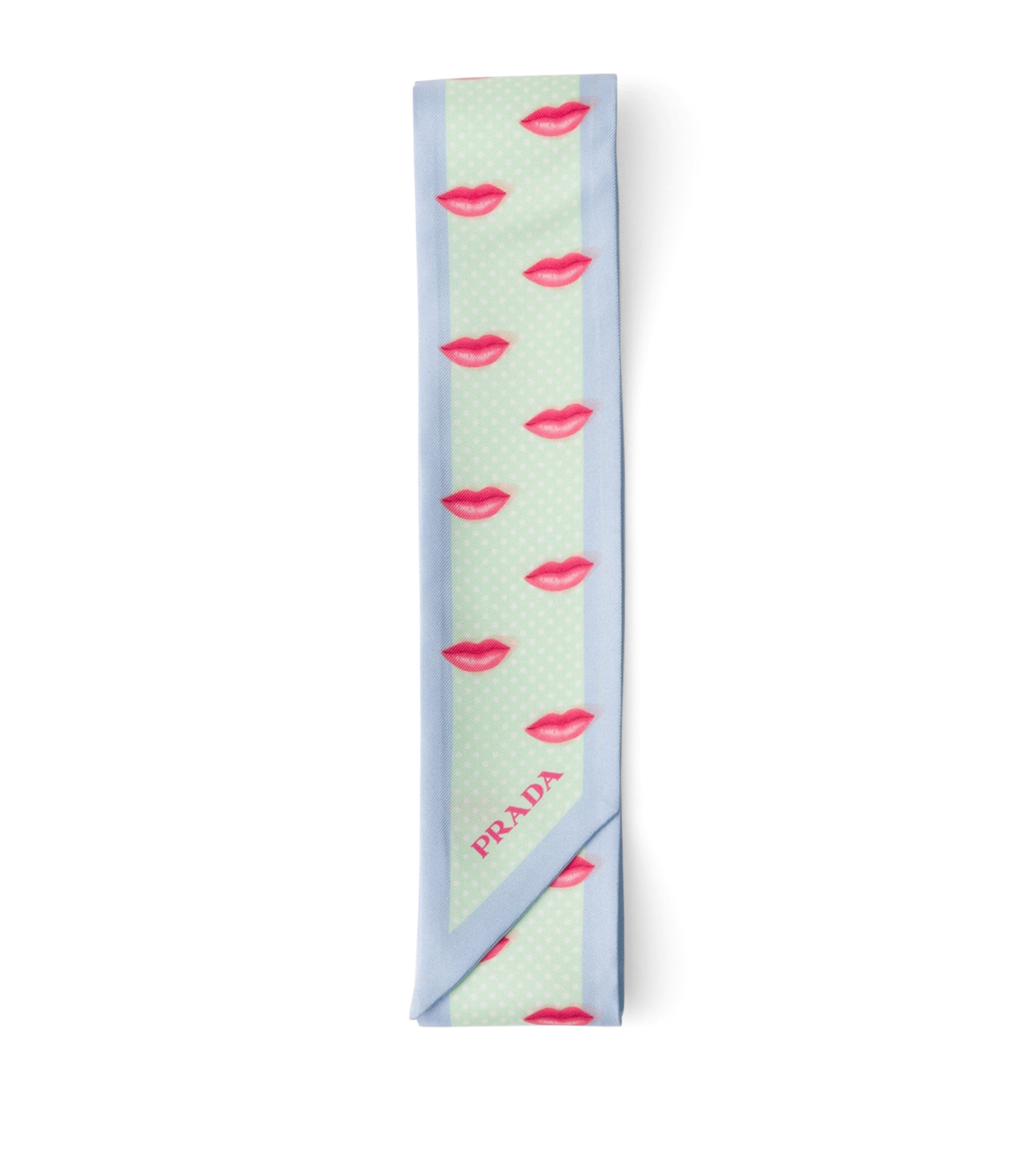 Prada Silk Lips Print Skinny Scarf