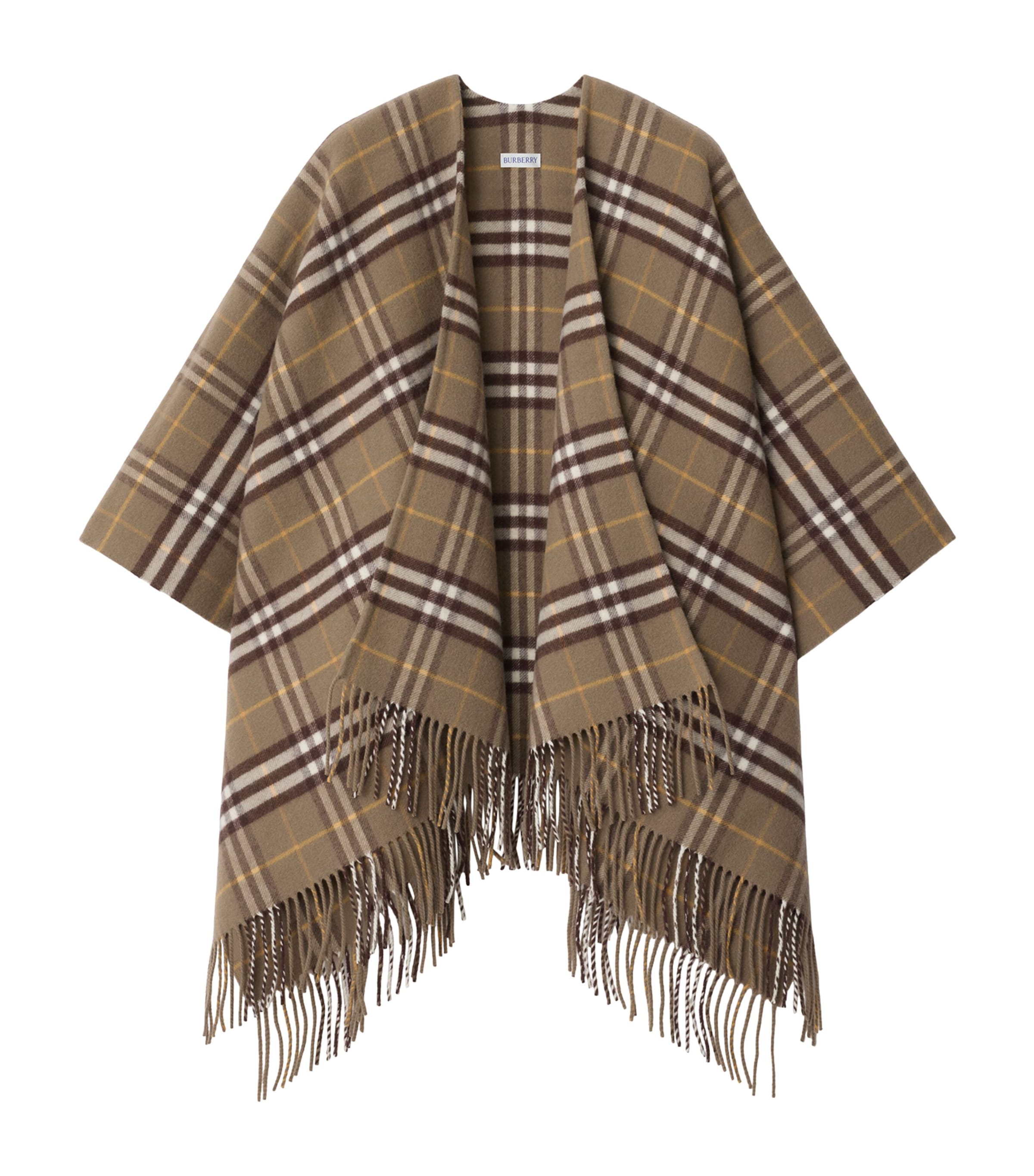 Wool-Cashmere Check Cape