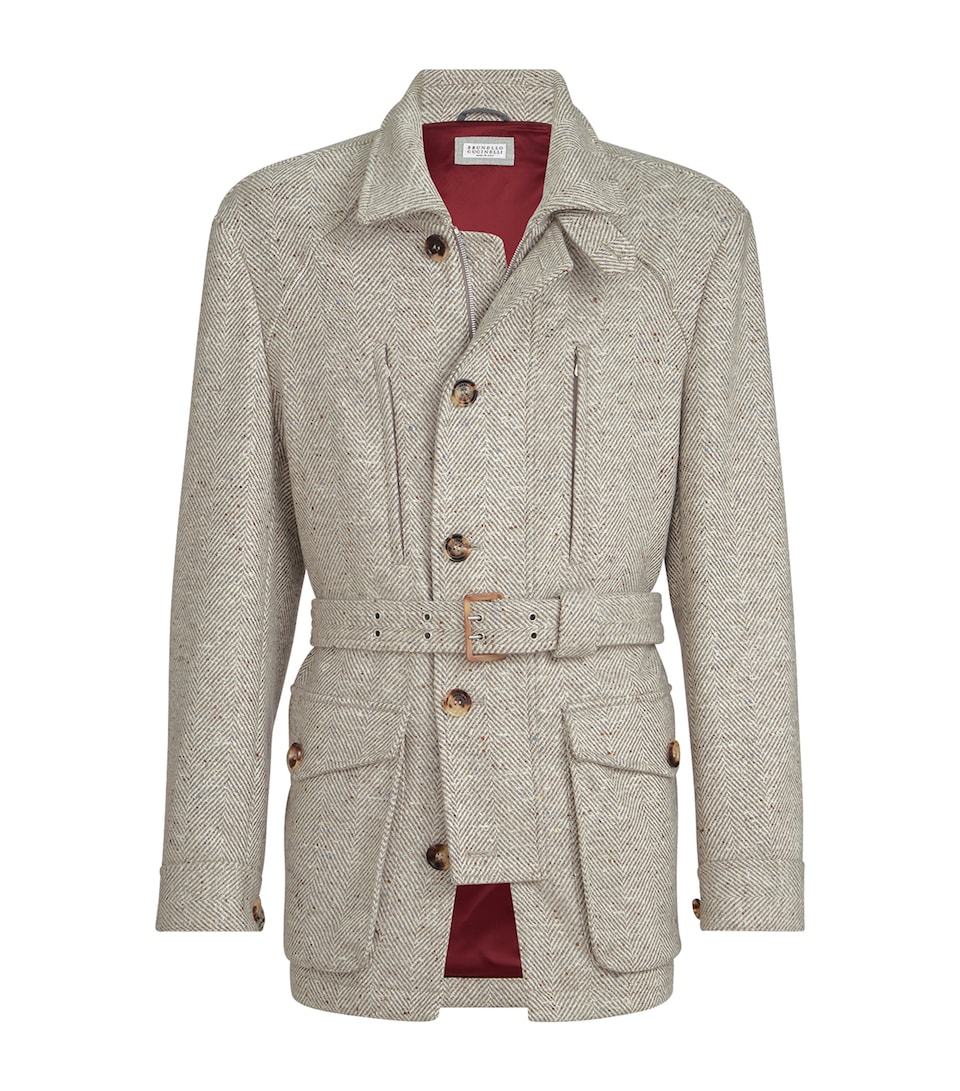 Cashmere Herringbone Safari Jacket