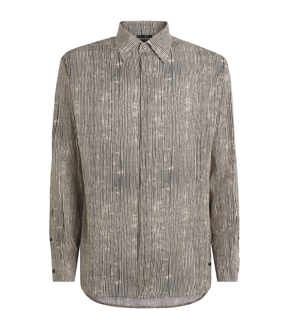 Emporio Armani Mens Stripe Long-Sleeve Shirt