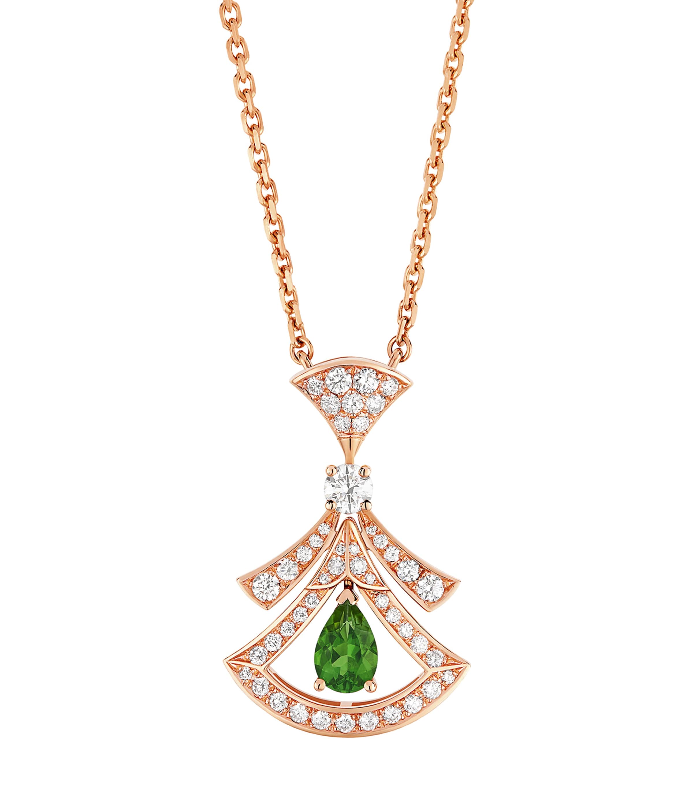 Rose Gold, Diamond and Green Tourmaline Divas' Dream Necklace